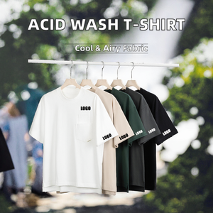 남자의 빈티지 산성 세척 240g 특대 티셔츠 남여 공용 뜨거운 판매 사용자 정의 로고 자수 그래픽 인쇄 박시 맞춤 일반 티셔츠 - Product Image 2