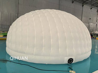 Dôme d'air gonflable d'auvent promotionnel avec la tente blanche d'étape de pub de mariage d'igloo de lumières de LED pour le salon commercial