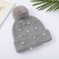 Beanie Soft Pompom Kids Long Winter Warm Hat Pearl Logotipo personalizado Pom Knitted Hat