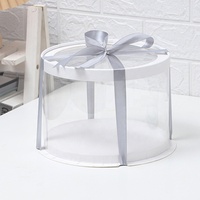 Caja de pastel transparente con ventana redonda Caja de postre de color helado Caja de pastel de cumpleaños de una sola capa de doble altura