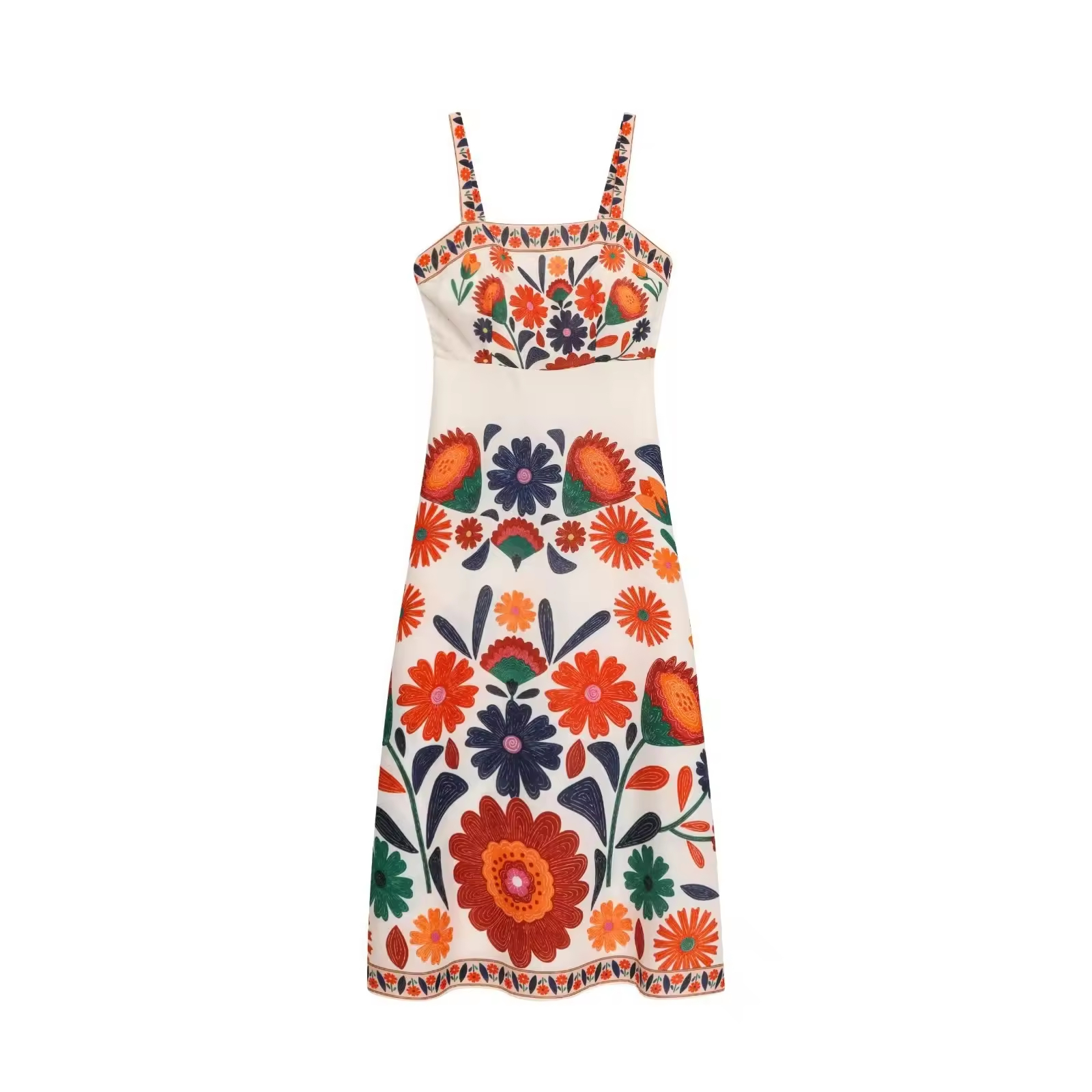 knee length dresses for ladies Modernized Chinese Dress with A Loose Fit V-Neck and Silk-Linen Blue / XXL main image 1