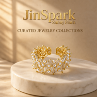JinSpark 'Luminous Vintage' Perlen- & Baguette-Zirkon Breiter Manschettenring