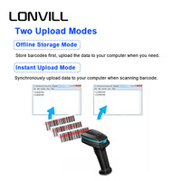 LONVILL Scanner de codes-barres CMOS portable avec interface USB, scanner de codes-barres 2D sans fil pour supermarché, inventaire, magasin de détail