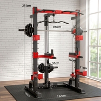 Equipo de Fitness Multifuncional Smith, Máquina de Sentadillas, Dominadas y Press de Banca para Gimnasio en Casa