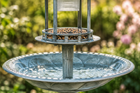 Bassin à eau pour oiseaux sauvages avec lumière LED solaire, résistant aux intempéries, en résine, en forme de feuille de lotus, bain pour oiseaux, écologique, avec piédestal en verdigris, décoration de jardin