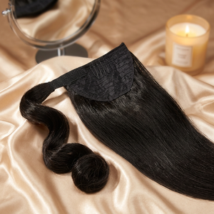 Extensión de Cola de Caballo de Cabello Humano con Aspecto Natural, Punta en V, Cabello Remy Indio, Liso y Sedoso, Largo, 100g - Product Image 1