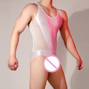 Top di vendita trasparente stretto <span class=keywords><strong>in</strong></span> un pezzo canotta di seta <span class=keywords><strong>collant</strong></span> Stretch senza cuciture da uomo Sexy biancheria intima Spandex/Nylon solido - Product Image 4