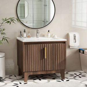 <span class=keywords><strong>Mueble</strong></span> de <span class=keywords><strong>Baño</strong></span> de 30 Pulgadas en <span class=keywords><strong>Nogal</strong></span> <span class=keywords><strong>Oscuro</strong></span> con Lavabo de Cerámica Integrado, Puertas Dobles Acanaladas, <span class=keywords><strong>Mueble</strong></span> de <span class=keywords><strong>Baño</strong></span> Independiente - Product Image 1