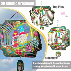 EnchGarden <b>Sweet</b> Gnome Wind Spinners 12 Inch 3D Stainless Steel 0.5mm Thick Hanging Kinetic Yard Art Wind Sculpture <b>Christmas</b> - Product Image 3