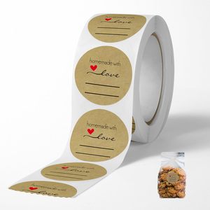 1 Inch Round Brown Kraft Baking Stickers Lined Labels For Jam Jars Cookie <b>Bags</b> Bakery Baked Goods Packaging - Product Image 1