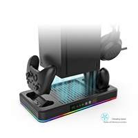 Support de rangement pour casque et station de charge avec éclairage coloré en ABS et ventilateur de refroidissement, compatible avec les consoles Xbox Series X/S