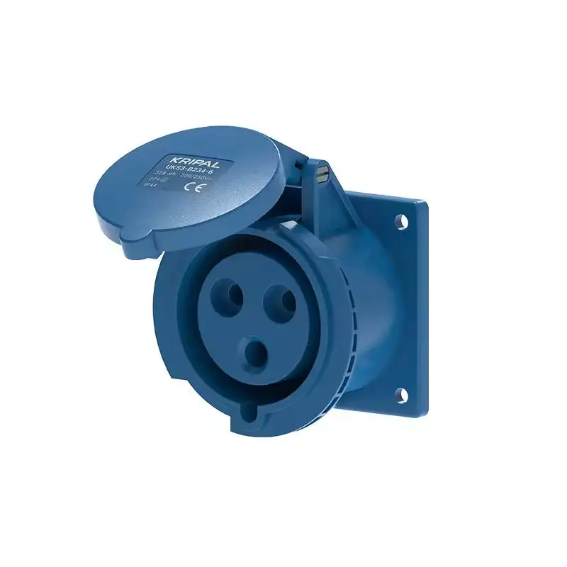 Vendita calda Kripal 32a presa montata su pannello 230v presa femmina Uks3-B presa industriale Ip44 2p + e