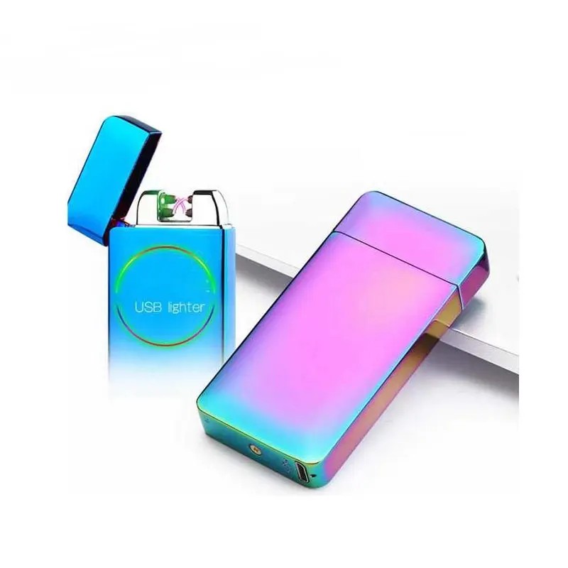 KY Usb Fast Charging Metal Dragon Windproof Flameless Smart Zinc Alloy Double Arc Electric Lighter