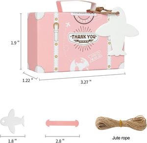Paquete de 50 Cajas de Regalo de Boda con Temática de Viaje, Estilo Rosa, Cajas de Dulces con Forma de Maleta, Caja de Papel para Alimentos - Product Image 4