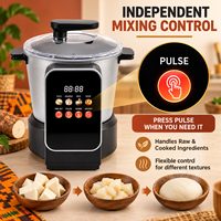 Pembuat Fufu Otomatis 6L 900W, Pembuat Swallow Elektrik, Pemanas Fufu dengan Pengaduk dan Pengaturan Waktu, Fungsi Penghangat untuk Makanan Afrika