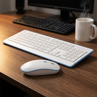 Clavier et souris sans fil 2,4 G pleine taille OEM ODM avec grand repose-poignets ergonomique, ensemble clavier et souris sans fil 2,4 G 104 touches