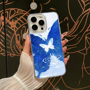 Funda de teléfono con diseño artístico estilo Instagram de ondas de agua y puntos de mariposa, adecuada para iPhone 17/16/15, funda protectora de cobertura total 1 - Product Image 6