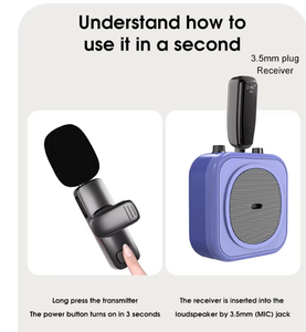 Amplificateur de microphone cravate sans fil GL11 2.4G pour guides touristiques et enseignement, microphone cravate universel pour amplification - Product Image 2