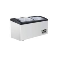 Congelador Comercial X-MING con Tapa de Vidrio Curvo y Puerta Corredera para Helados, Ideal para Supermercados y Tiendas de Conveniencia