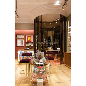 Meubles de magasin de cosmétiques dorés Belle boutique de soins de la peau Armoire en verre de parfum Design de cabine de cosmétique moderne à vendre - Product Image 6