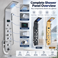 Ensemble de douche thermostatique mural pour hôtel avec écran LED, affichage numérique de la température, panneau de douche en acier inoxydable, robinets de bain et de douche