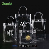 UIOWIO Vente en gros de sacs fourre-tout en PVC transparent réutilisables de haute qualité avec logo personnalisé, sacs de voyage, sacs de shopping, sacs cadeaux