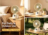 Ventilador sin Aspas Recargable con Pantalla Digital, 2000mAh, 199 Velocidades, Motor sin Escobillas, Tipo C, Portátil, Ajustable, para Mesa y Auto