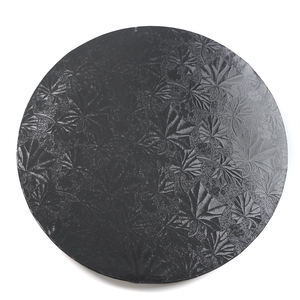 Base à gâteau de 12 pouces à motif de feuille d'érable Tambour à gâteau d'anniversaire rond noir blanc or argent - Product Image 3