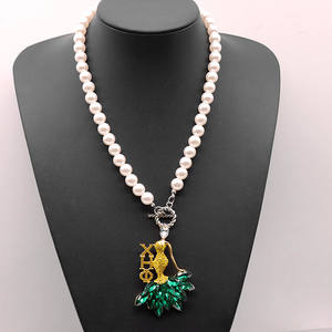 Alla moda verde e giallo Bling <span class=keywords><strong>pietra</strong></span> intarsiato splendida signora ciondolo e perla rendendo greco XHO Chi <span class=keywords><strong>Eta</strong></span> Phi Choker collana - Product Image 6