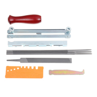 10 pièces ensemble d'affûtage de scie à chaîne manche en bois dur rond plat fichier barre de guidage affûteur de fichiers outils tronçonneuse fichier sac de rangement trousse à outils