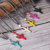 Colliers pendentifs Comiya Western multicolores bleu rose turquoise, vente transfrontalière, design vintage-chic pour pull, bijoux en alliage de zinc