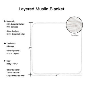 Manta de Muselina de Bambú y Algodón Certificada GOTS para Bebés Recién Nacidos, con Diseño Personalizado, Venta al Por Mayor del Fabricante - Product Image 3