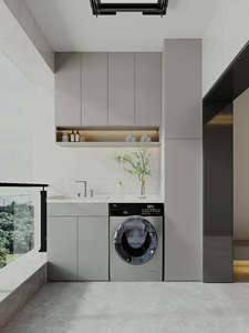 Exclusivo de lujo tablón de madera industrial personalizado integral gabinete de Lavandería Balcón gabinete - Product Image 6