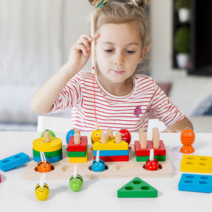 Jeu de pêche Montessori en bois pour enfants, avec pinces, formes et couleurs assorties, nouveau jeu d'entraînement manuel pour le tri des formes et des couleurs, vente en gros - Product Image 4