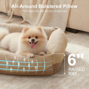 Cama Moderna para Perros de Diseño Nuevo, Cama de Lujo para Mascotas de Tela de Lana Bouclé con Asa de PU - Product Image 2