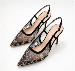 Zapatos de Tacón Stiletto de Cuero Texturizado para Niñas, Estilo Mary Jane, Punta Redonda, Correa con Hebilla, Pedrería, Tacón de 9.6cm, Zapatos Cómodos de Verano, Venta al Por Mayor - Product Image 3