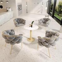 Ensemble de table et chaises de réception de style nordique avec plateau en marbre artificiel, forme ronde, 4 places, pour bureau et salon de thé