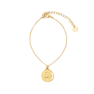 Bracciale in Acciaio Inossidabile Placcato Oro con Ciondolo a Moneta, Catena Regolabile, Gioielli da Donna - Product Image 2