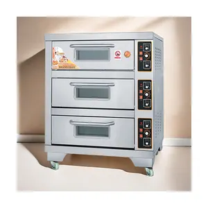 Gewerbe Backöfen Bäckerei-Herstellungsmaschinen 3 Decks 3 Tabletts Deck-Elektroofen Pizza-Deck-Ofen