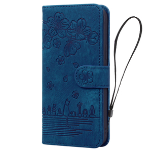 Étui de téléphone en cuir PU gaufré motif Sakura pour iPhone 17 Pro Max, portefeuille à rabat en cuir avec porte-cartes et support pour Samsung - Product Image 1