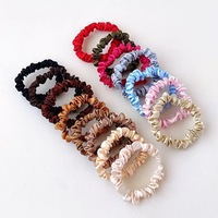 Scrunchie Rambut Grosir Mewah Sutra Mulberry Murni Satin Tipis Warna Solid Ikat Rambut Elastis untuk Wanita Penataan Rambut Sehari-hari