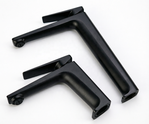 Grifo de Lavabo en Forma de L, Negro Mate Minimalista, Dos Opciones de Altura, Mezclador de Agua Fría y Caliente, Montaje en Encimera - Product Image 2