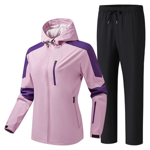 Conjunto de Chaqueta Impermeable y Cortavientos con Capucha y Cierre, Conjunto de Dos Piezas para Mujer - Product Image 3