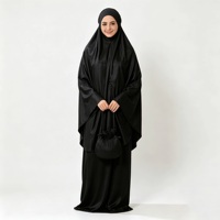 Ensemble Khimar noir pour femmes, pochette de voyage, vêtements modestes, vêtements musulmans islamiques, prière