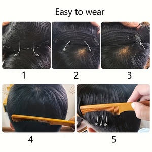 Tupé de Cabello Humano con Clip para Hombres con Cabello Fino, Estilo Empresarial Recto, Postizo Indetectable que Cubre Efectivamente el Cabello Gris - Product Image 6