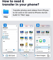 Lector de Tarjetas SD para iPhone y iPad, Adaptador OTG USB 3.0 4 en 1 con Ranuras para Tarjetas SD/TF, Visor de Tarjetas de Memoria USB-C