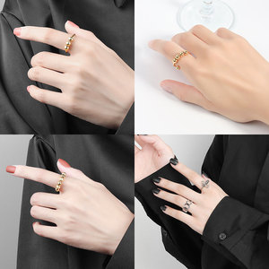 Anillos Antiestrés Giratorios Multidiseño al por Mayor, Ajustables, con Zirconia Engastada, de Cobre Chapado en Oro, Joyería Inalterable para Mujer - Product Image 2