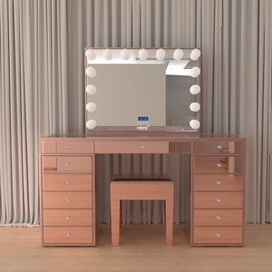 Tavolo da toeletta da donna di lusso rosa lucido di lusso con Design moderno in stile scandinavo all'ingrosso di fascia alta - Product Image 3