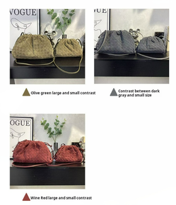 Ventes transfrontalières sacs en daim en cuir véritable tissé pochettes pour femmes sacs à bandoulière en cuir de vachette givré tissé pour femmes - Product Image 3