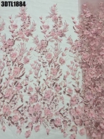 Tissu brodé de luxe haut de gamme de Dubaï, dentelle française faite à la main avec perles et paillettes, parfait pour les robes de mariage et de soirée